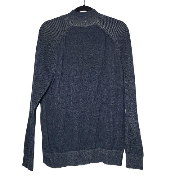 Express Men's Navy Pullover Button Ribbed Sleeve Sweater Size Large Preppy Fall - Picture 2 of 9